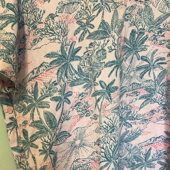 Tori Richard Honolulu palm tree tropical fish print pink  blue polo shirt - Picture 3 of 8
